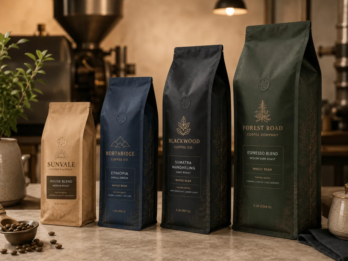 Side gusset coffee bags for wholesale and bulk roasters